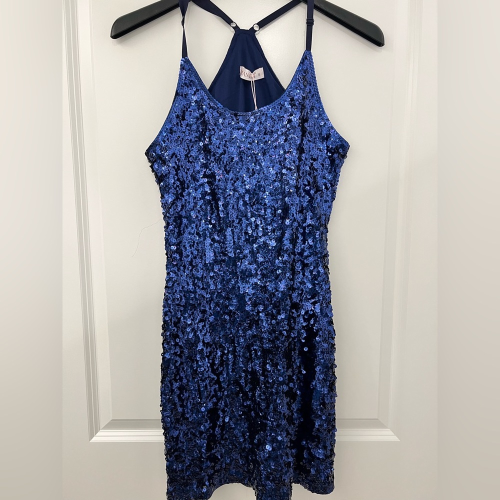 Dark blue sequin dress
